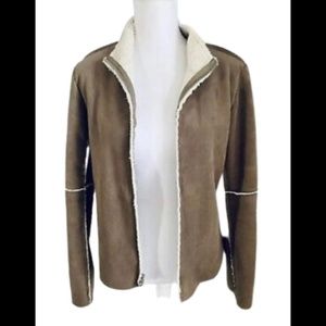 Anthropologie VELVET Brand  Faux Suede Shearling Lined Jacket